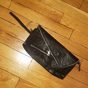 Black faux leather clutch